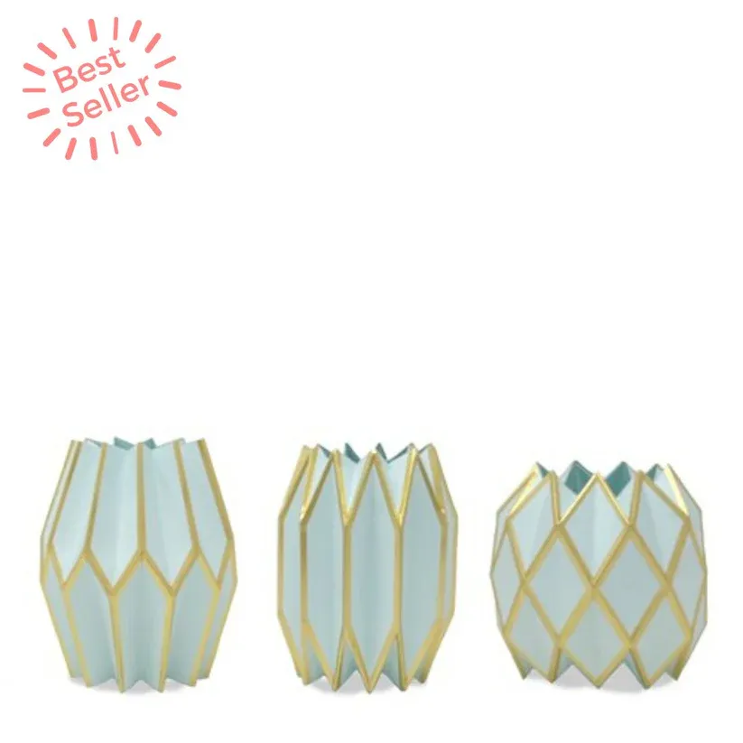 Set Of 3 Paper Vase Wraps Tiffany And Gold Final Sale