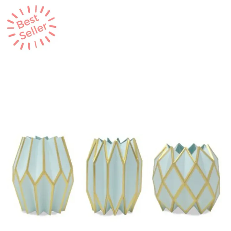 Set Of 3 Paper Vase Wraps Tiffany And Gold Final Sale
