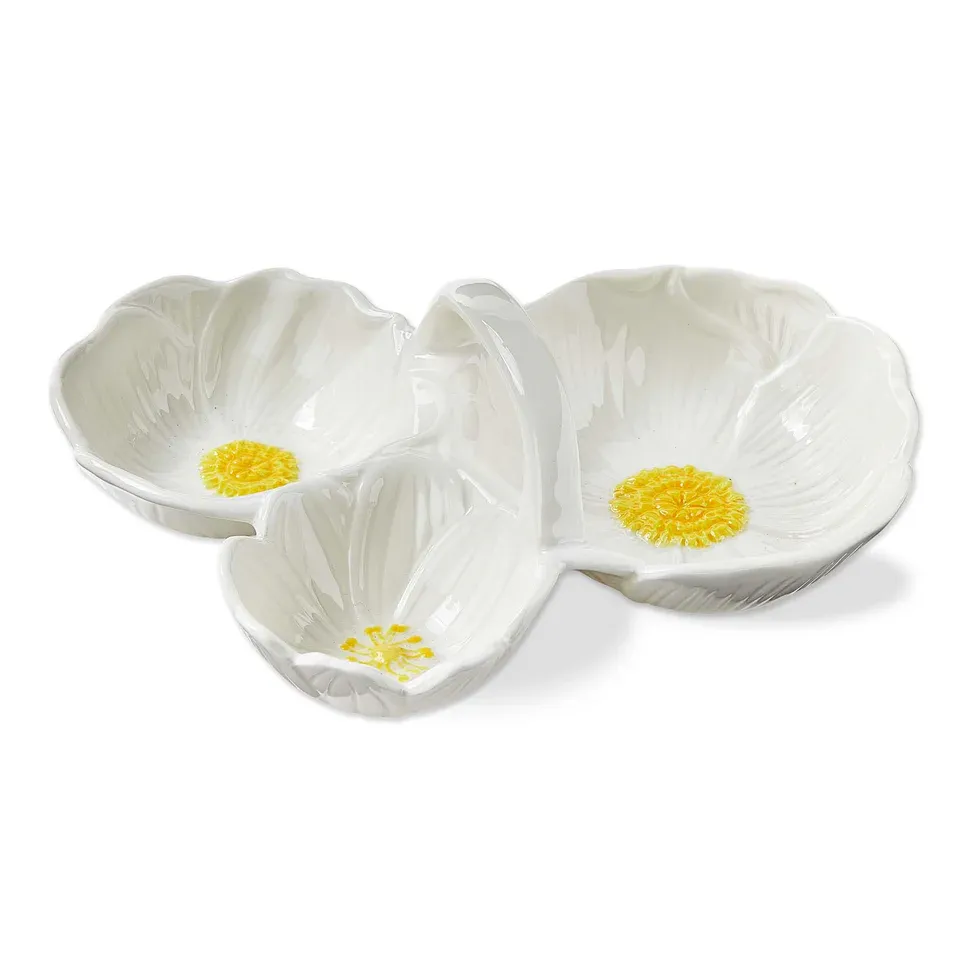 3 Part Divided Dish Blossom In White