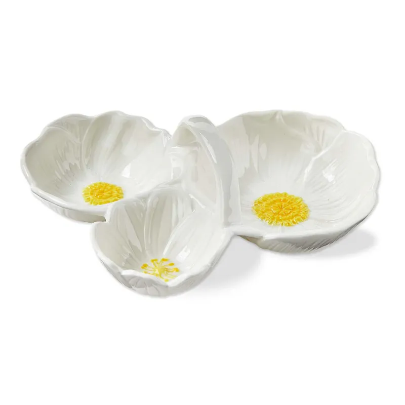 3 Part Divided Dish Blossom In White