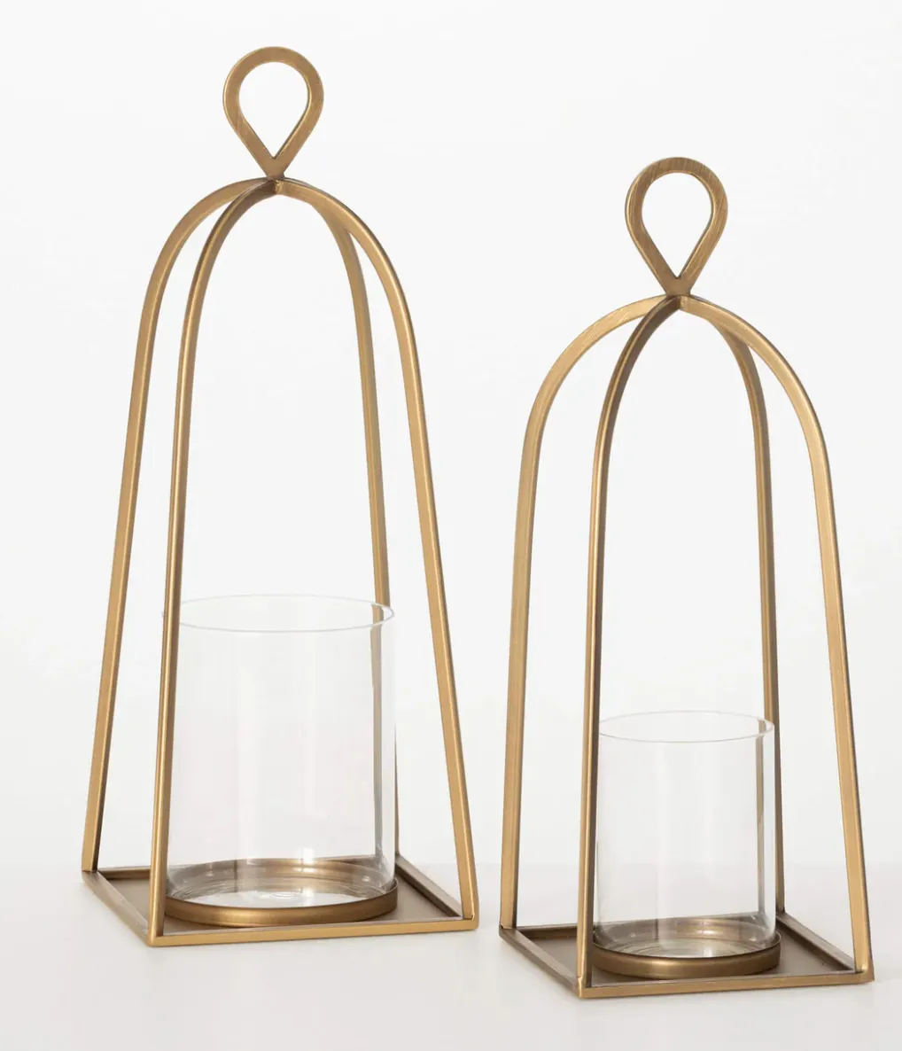 Antique Gold Lantern Candleholder Small 16&quot;