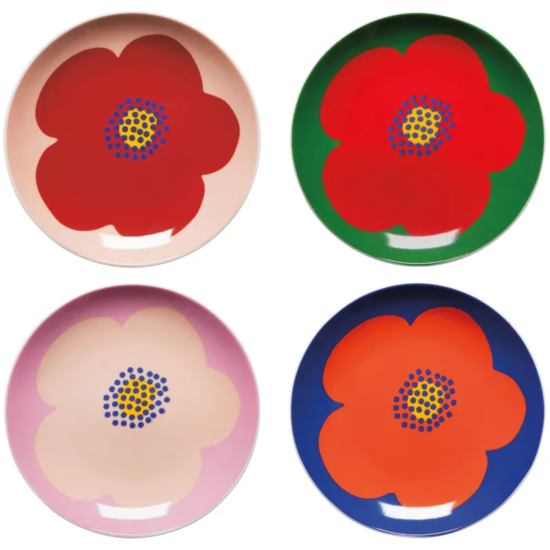 Appetizer Plate 6&quot; Orange Poppy On Blue