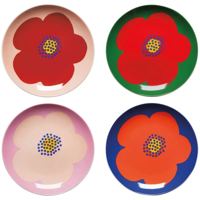 Appetizer Plate 6&quot; Red Poppy On Peach