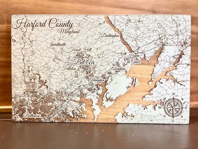 Street Map Harford County Medium 18.75&quot; x 31.5&quot; Papier Blanc