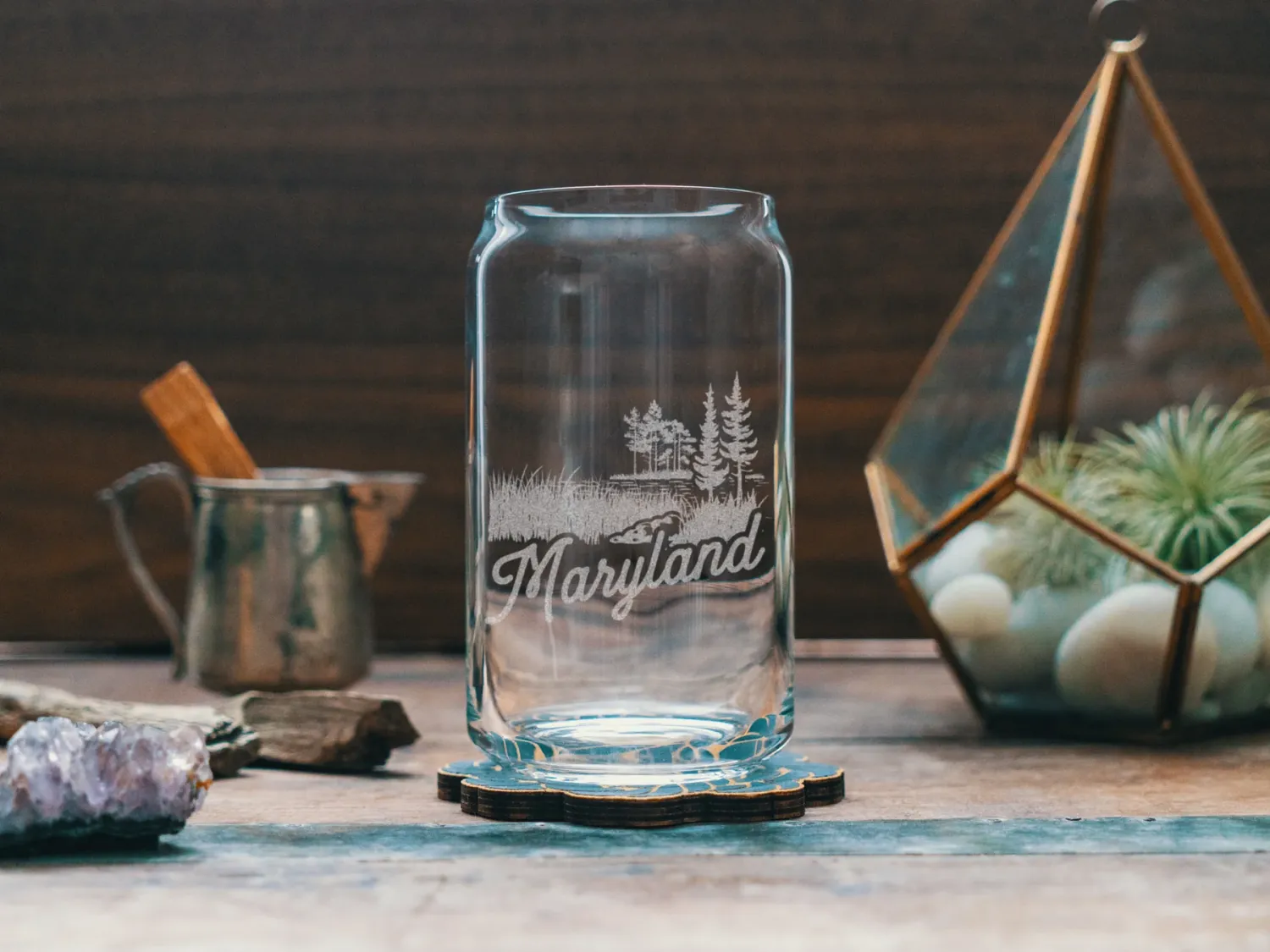 Maryland State Glass Beer Can Drinking Glass 16oz