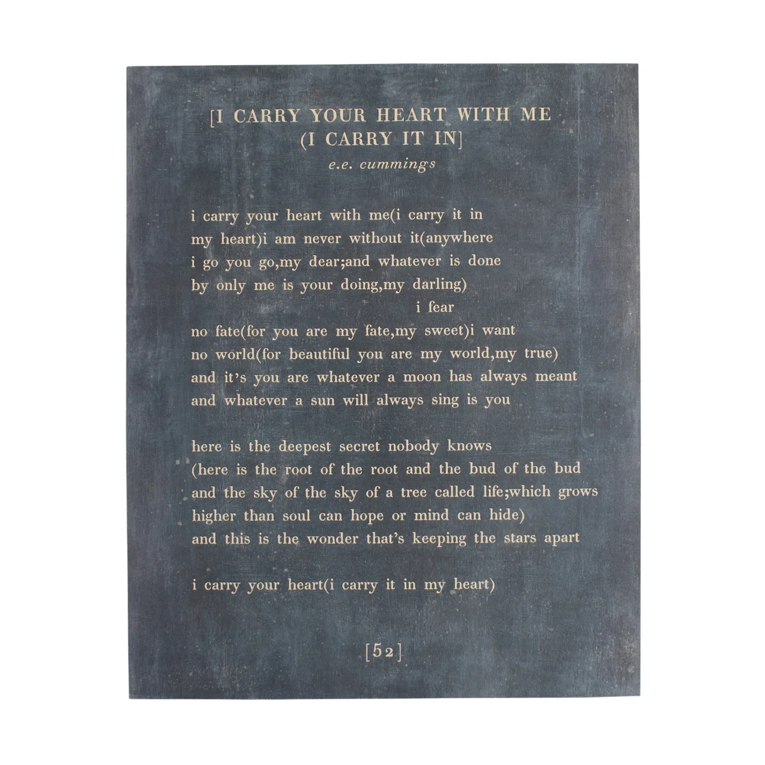 Art Poster Book Collection I Carry Your Heart 12&quot; x 16&quot; Charcoal
