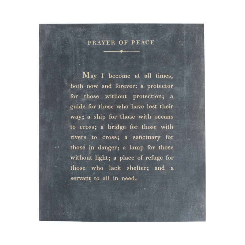 Art Poster Poetry Collection Prayer Of Peace 12&quot; x 16&quot; Charcoal