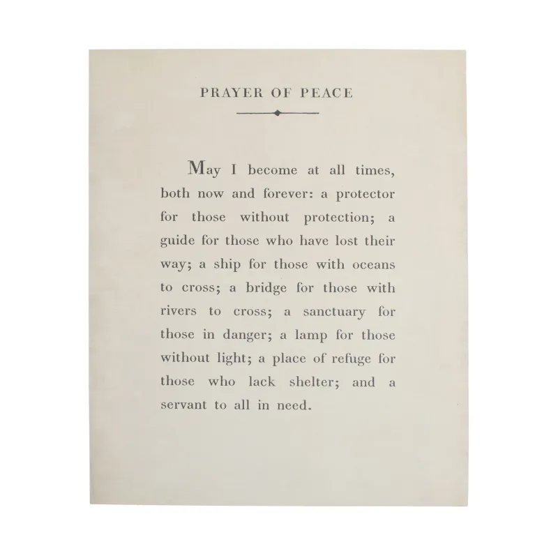 Art Poster Poetry Collection Prayer Of Peace 12&quot; x 16&quot; Cream