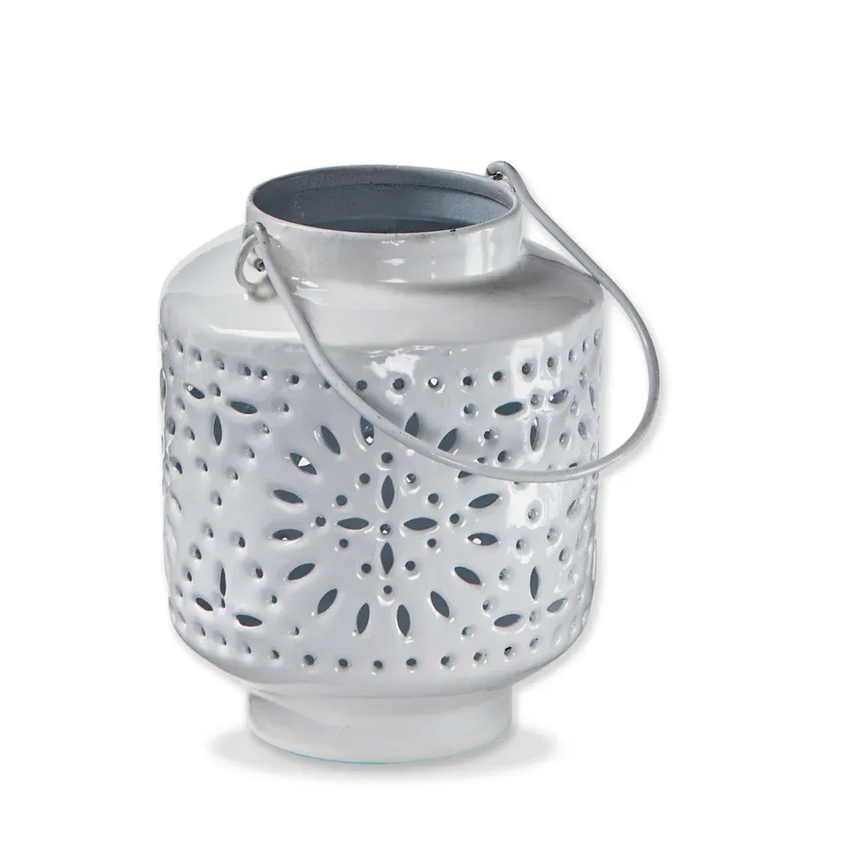 Aura Enamel Lantern In White Small