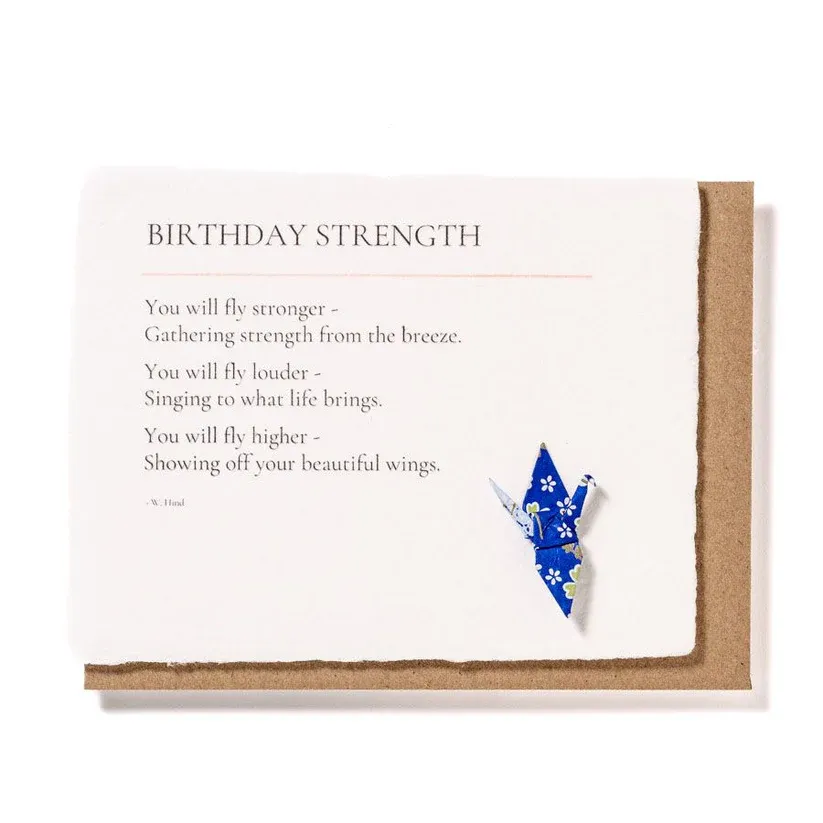 Card Birthday Strength With Origami Crane