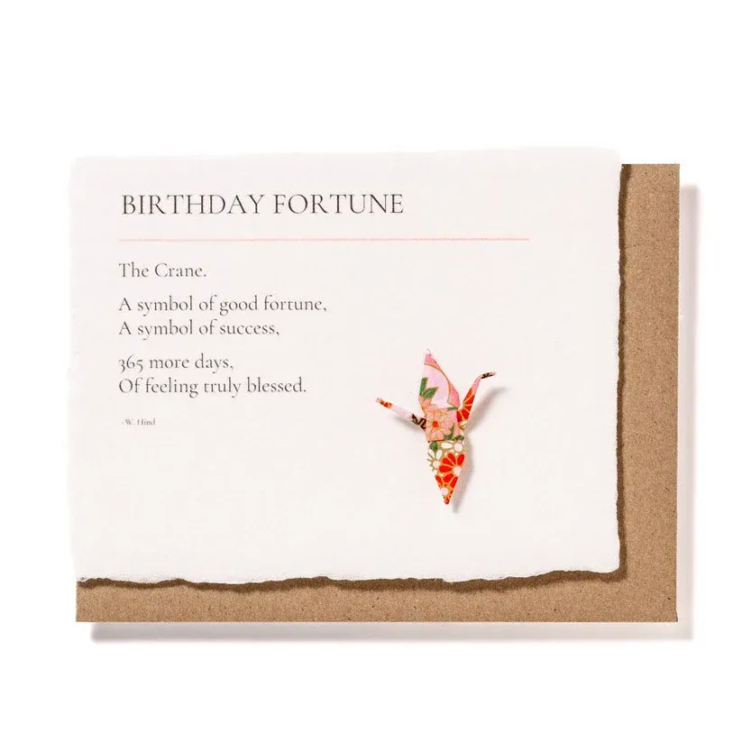 Card Birthday Fortune With Origami Crane
