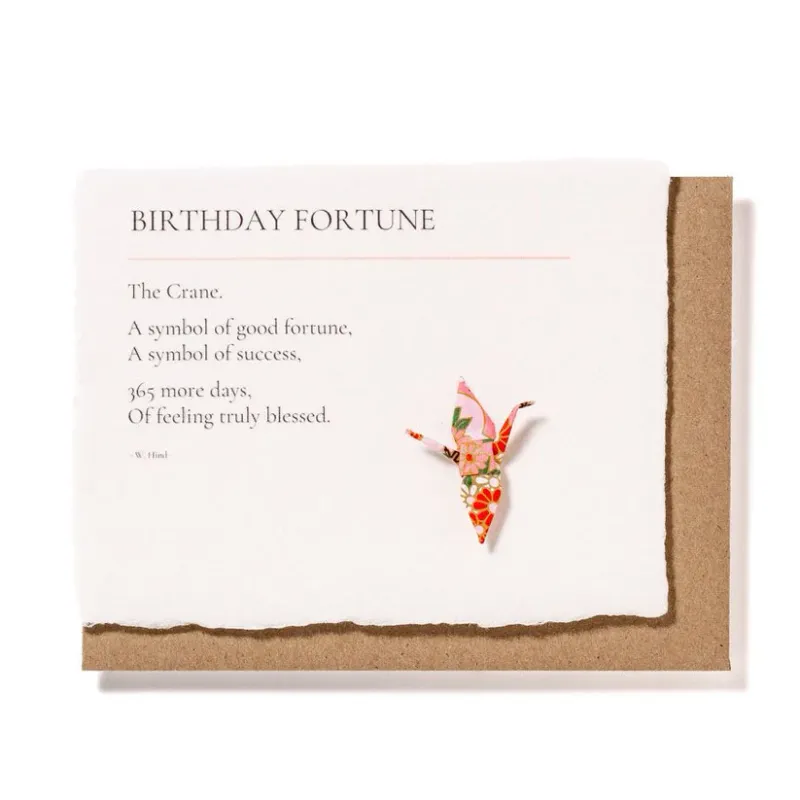 Card Birthday Fortune With Origami Crane