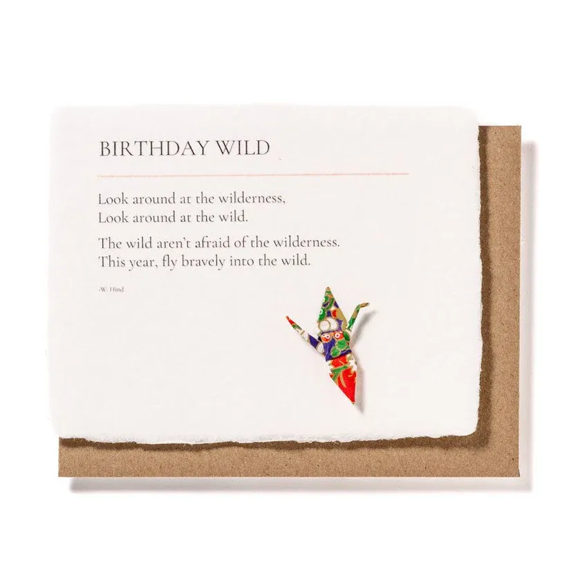Card Birthday Wild With Origami Crane