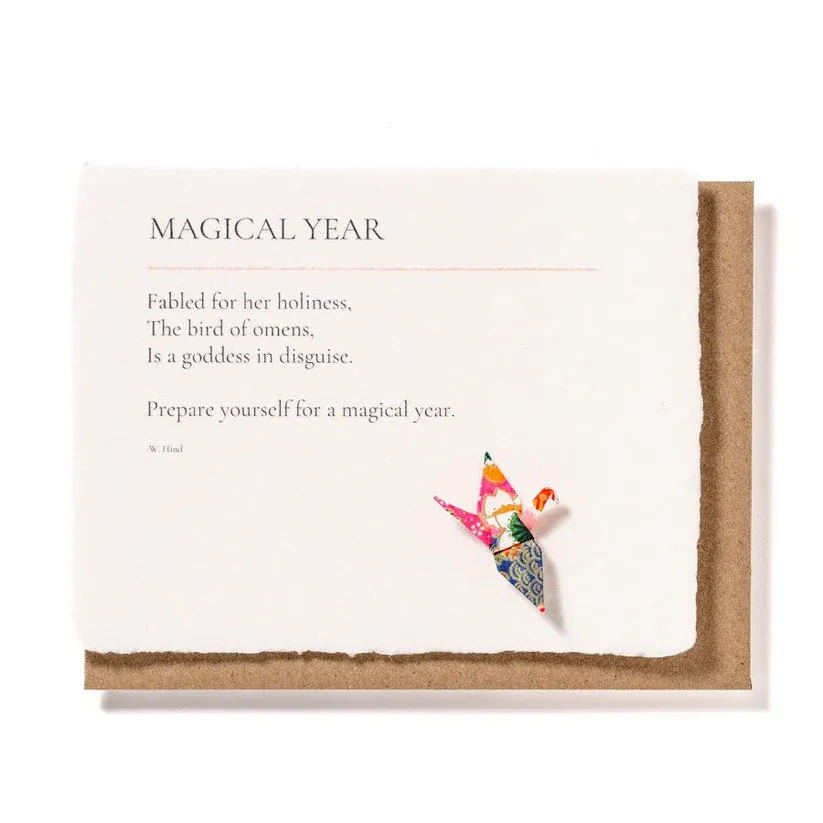 Card Magical Year With Origami Crane