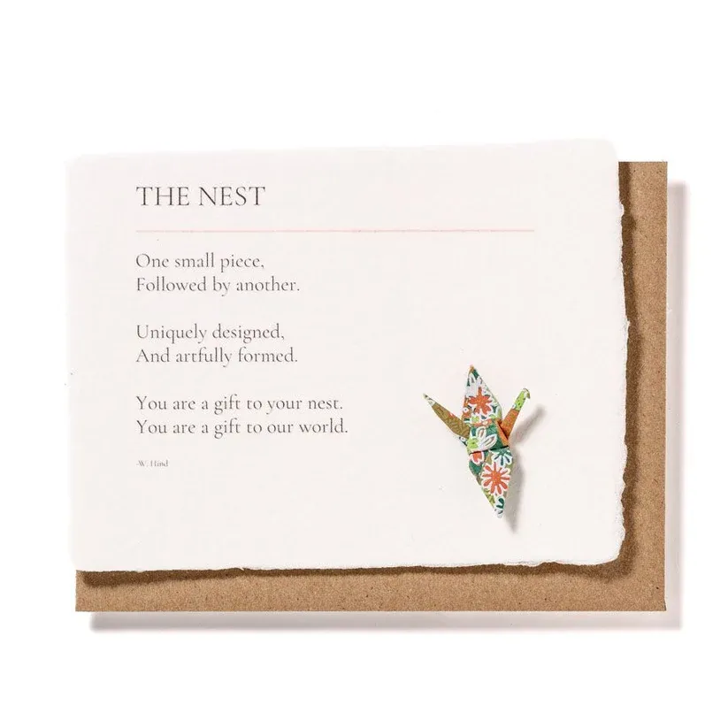 Card The Nest With Origami Crane