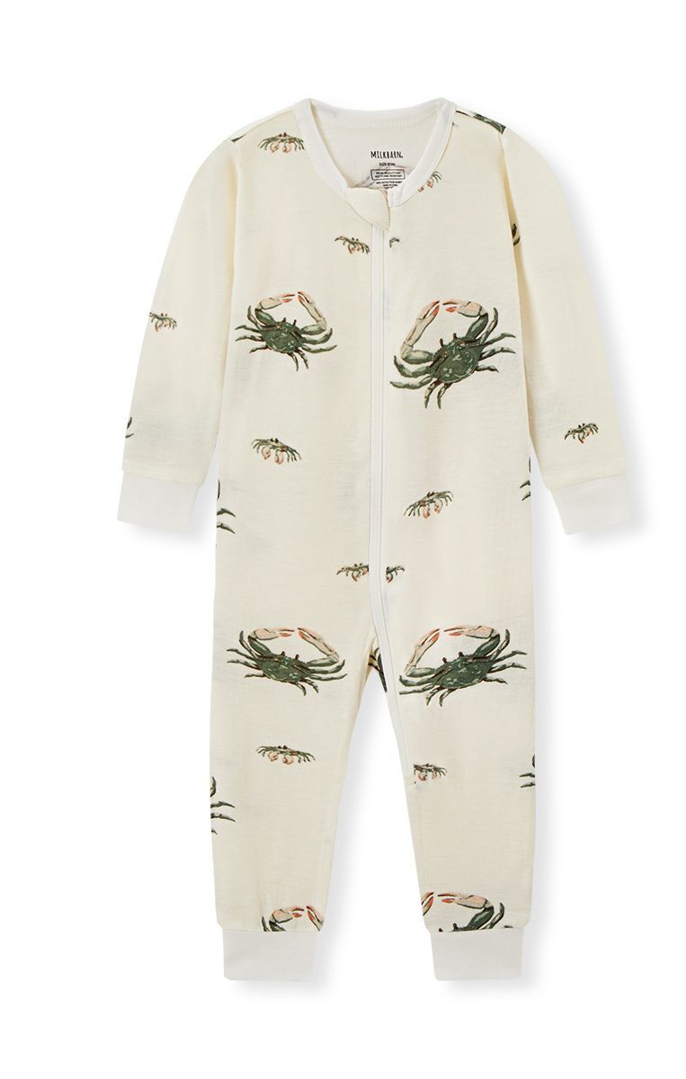 Bamboo Zipper Pajama Coastal Crab 12-18 Months