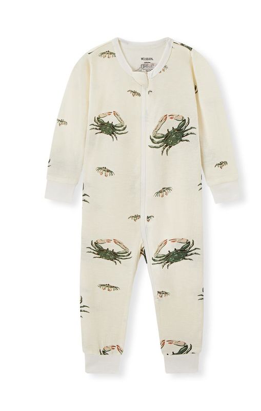 Bamboo Zipper Pajama Coastal Crab 12-18 Months