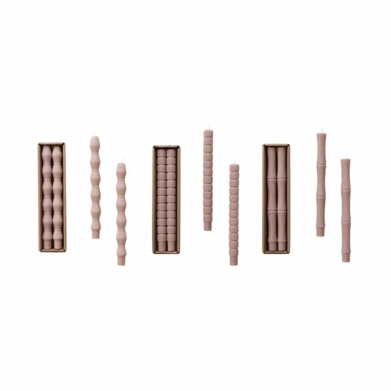 Box Of 2 Unscented Bamboo Shaped Candles In Khaki Grain Final Sale