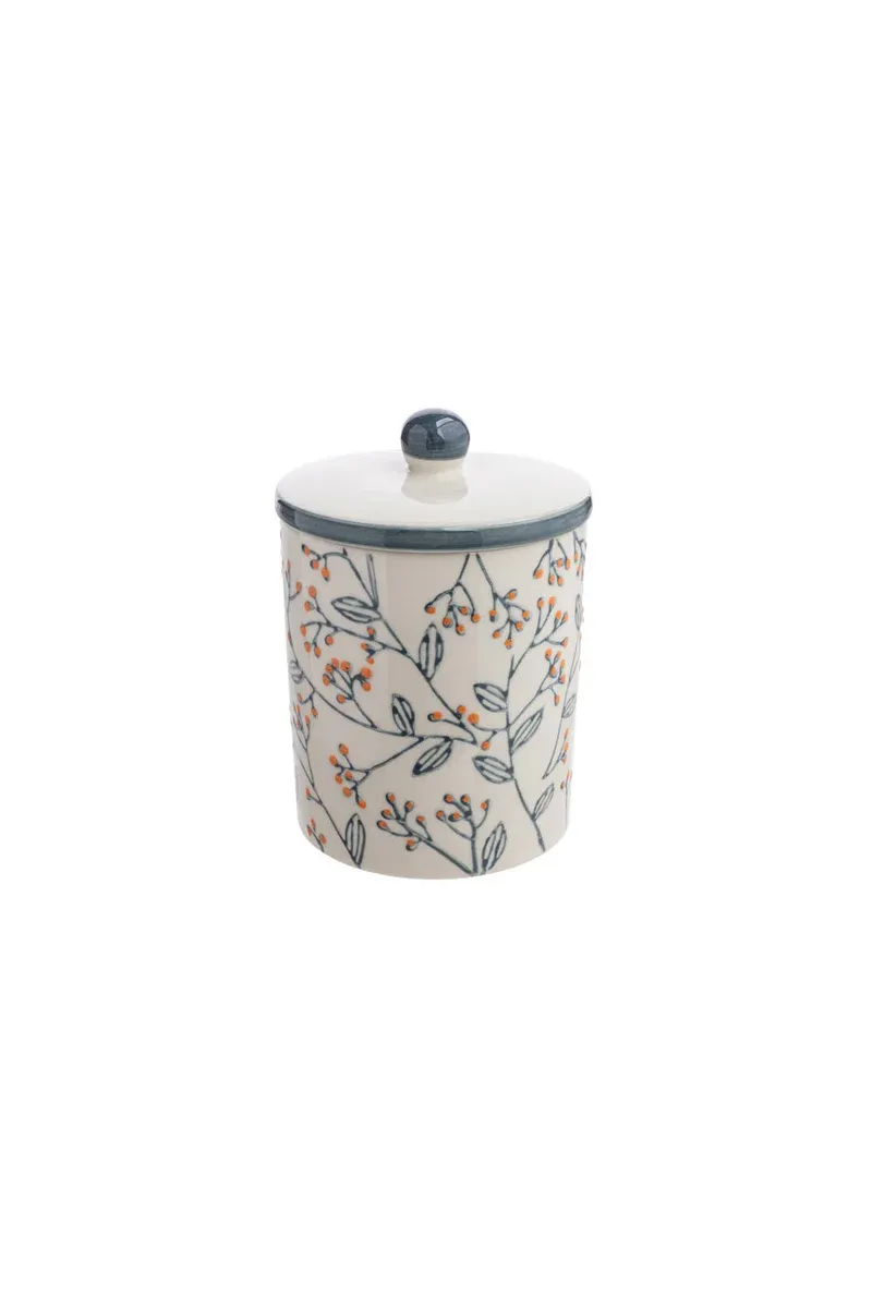 Hand Stamped Ceramic Storage Tin Romantic