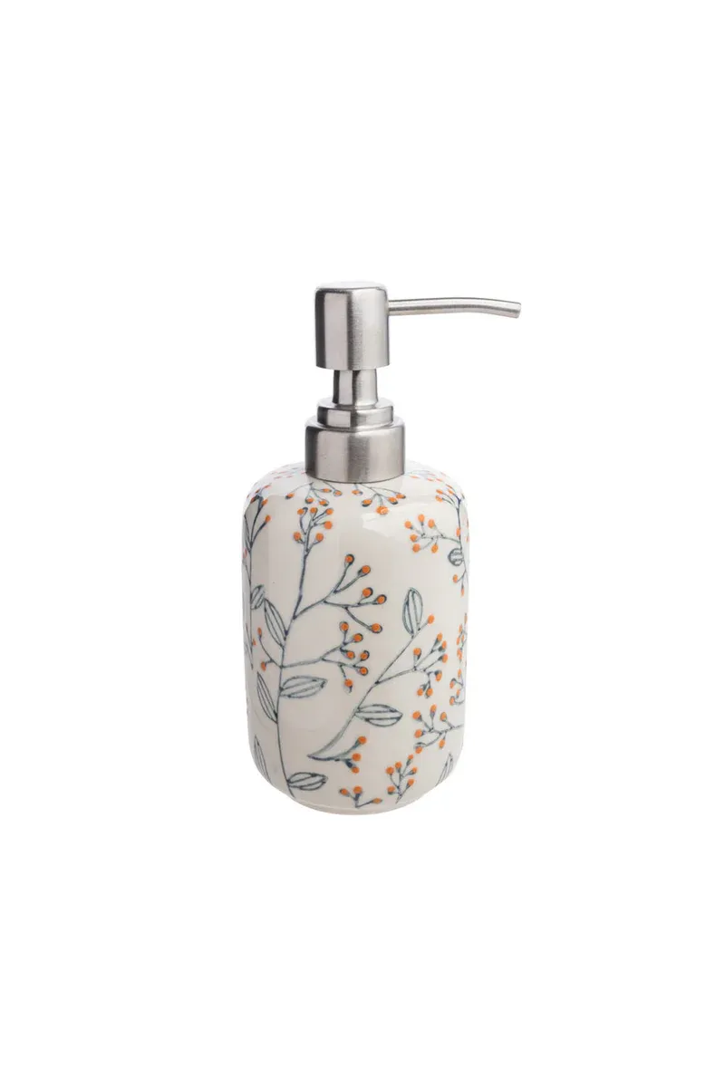 Hand Stamped Soap Dispenser Romantic Black &amp; Orange