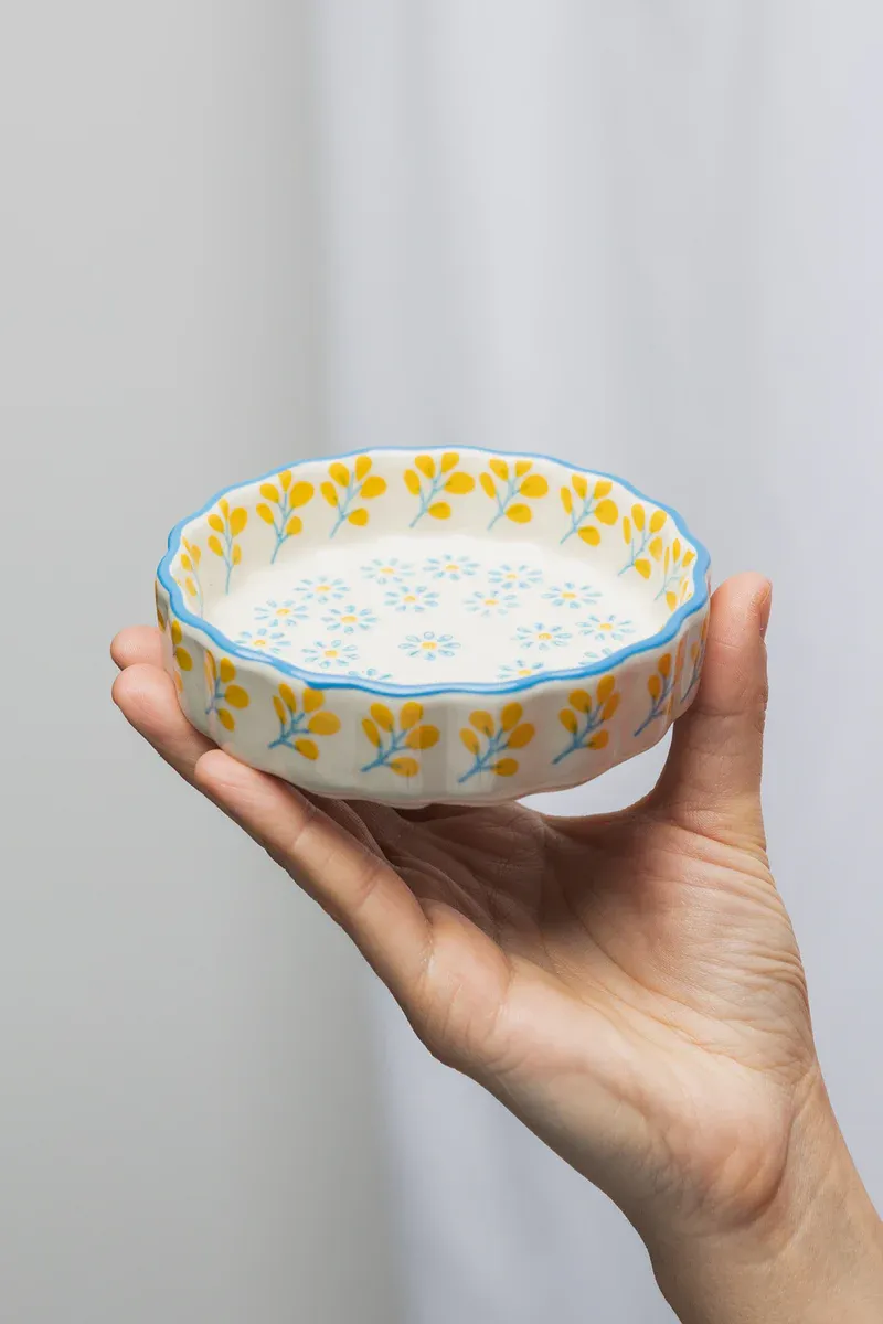 Tartelette Dish Floral Blue &amp; Yellow