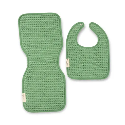 Baby Reversible Bib and Burp Set Seafoam