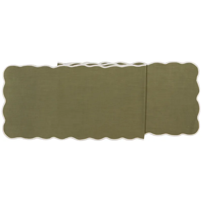 Cotton Table Runner Florence Olive Branch 14&quot;x72&quot;