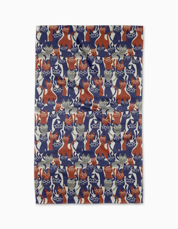 Geometry Tea Towel Parading Cats