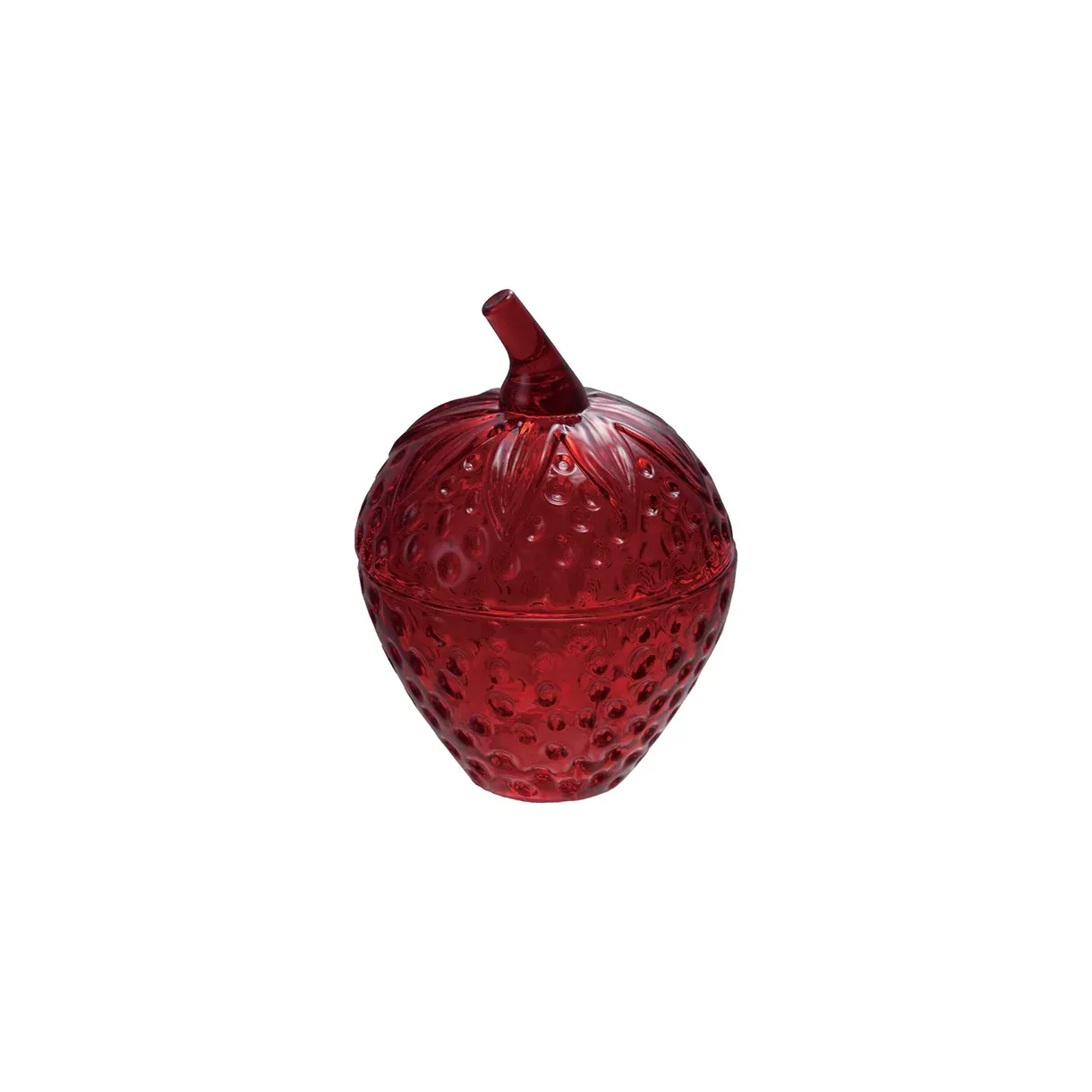 Glass Red Strawberry Shaped Container