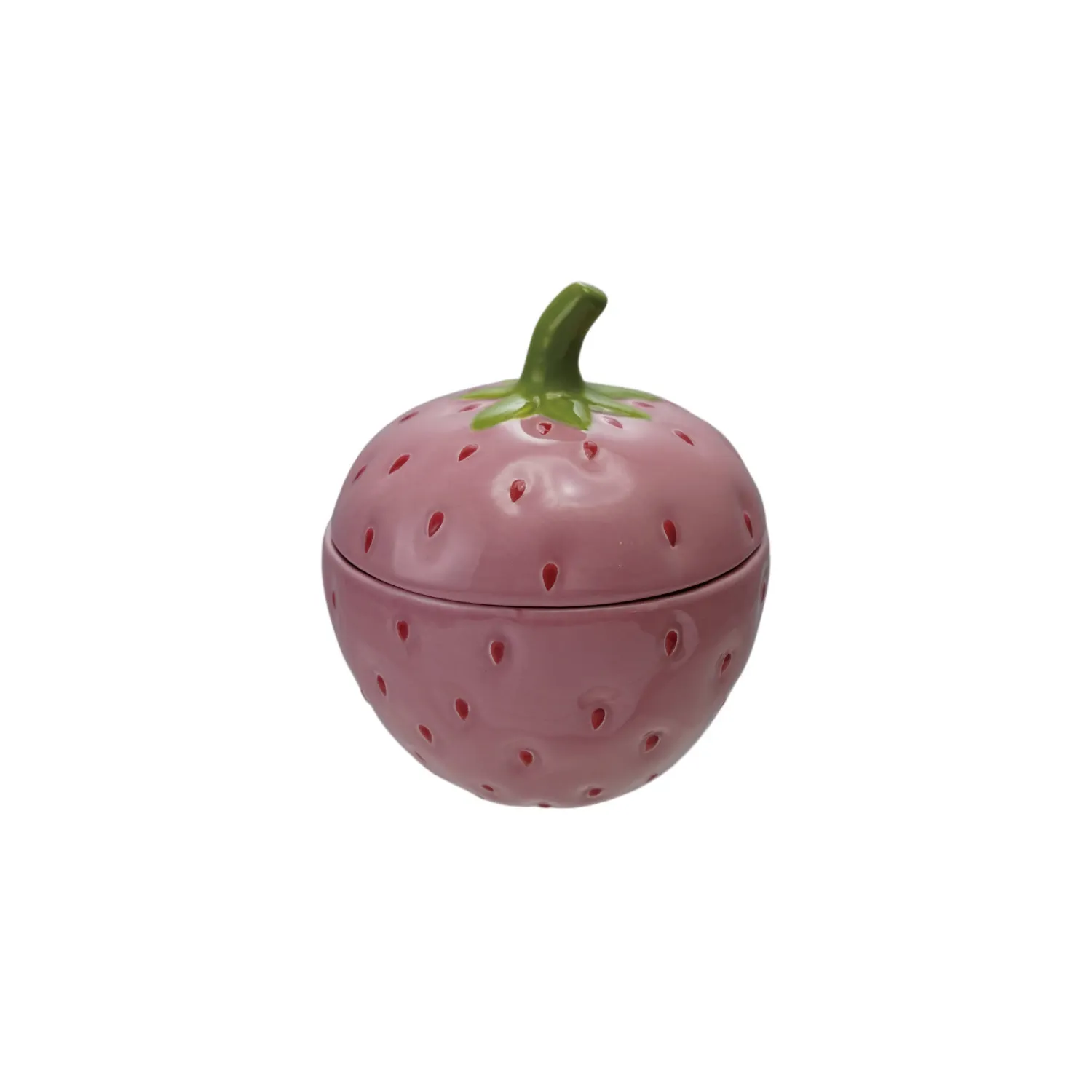 Ceramic Strawberry Jar With Lid 5&quot; Rd x 5.5&quot; H