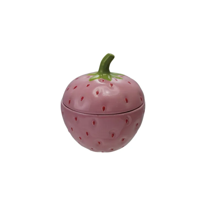 Ceramic Strawberry Jar With Lid 5&quot; Rd x 5.5&quot; H