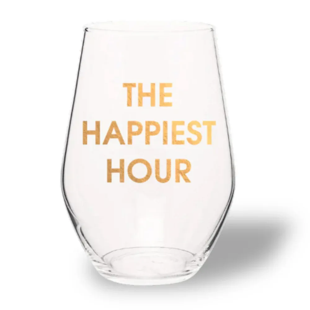 Stemless Wine Glass The Happiest Hour