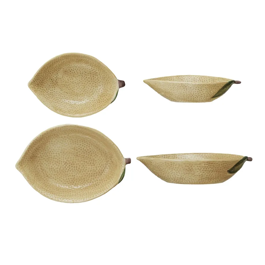 Lemon Shaped Stoneware Bowl 10&quot;