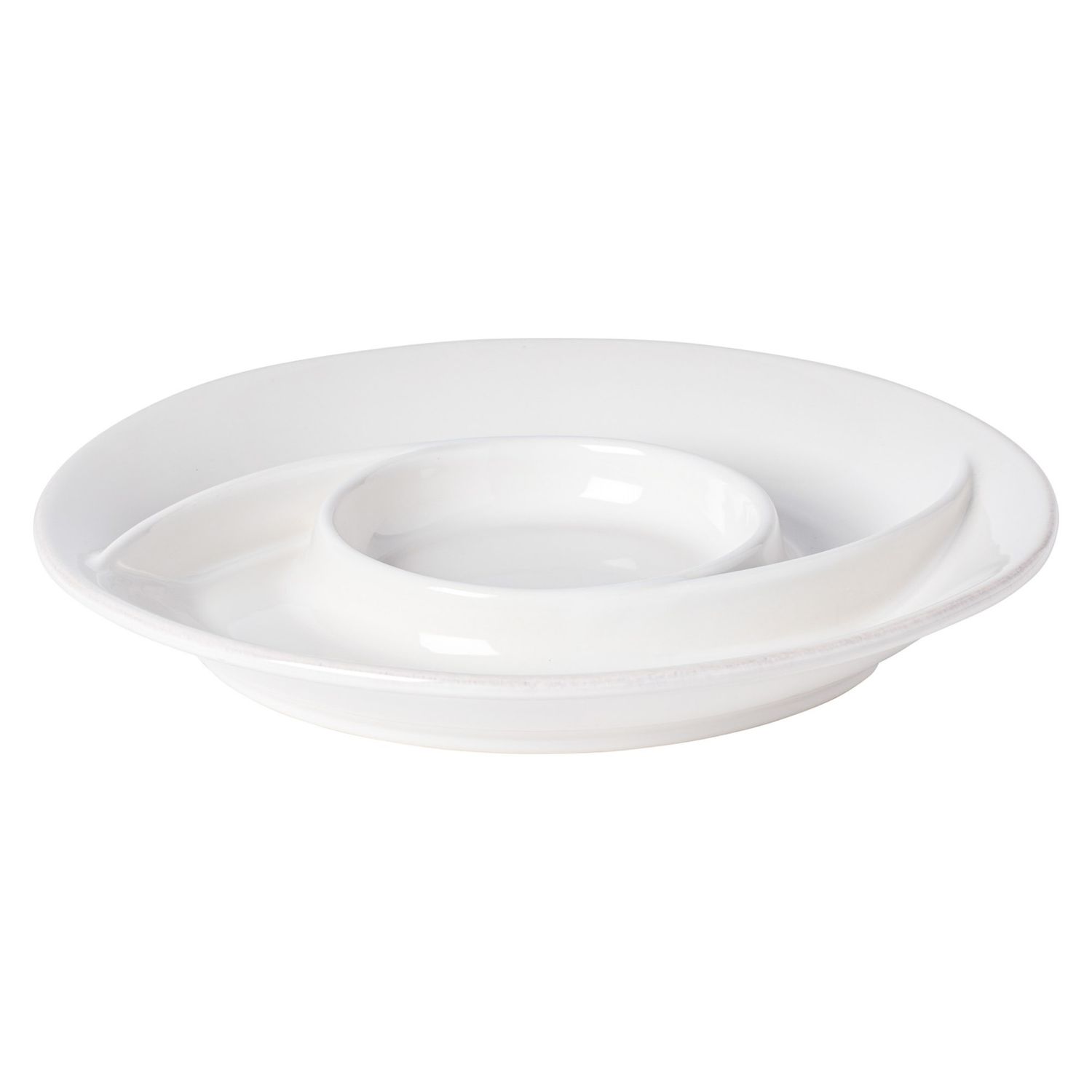 Casafina Stoneware Chip &amp; Dip Platter In Cloud White 33cm