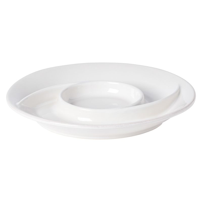 Casafina Stoneware Chip &amp; Dip Platter In Cloud White 33cm