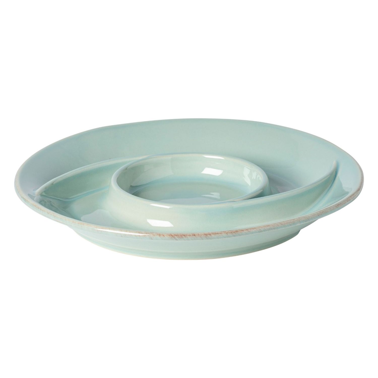 Casafina Stoneware Chip &amp; Dip Platter In Robins Egg Blue 33cm