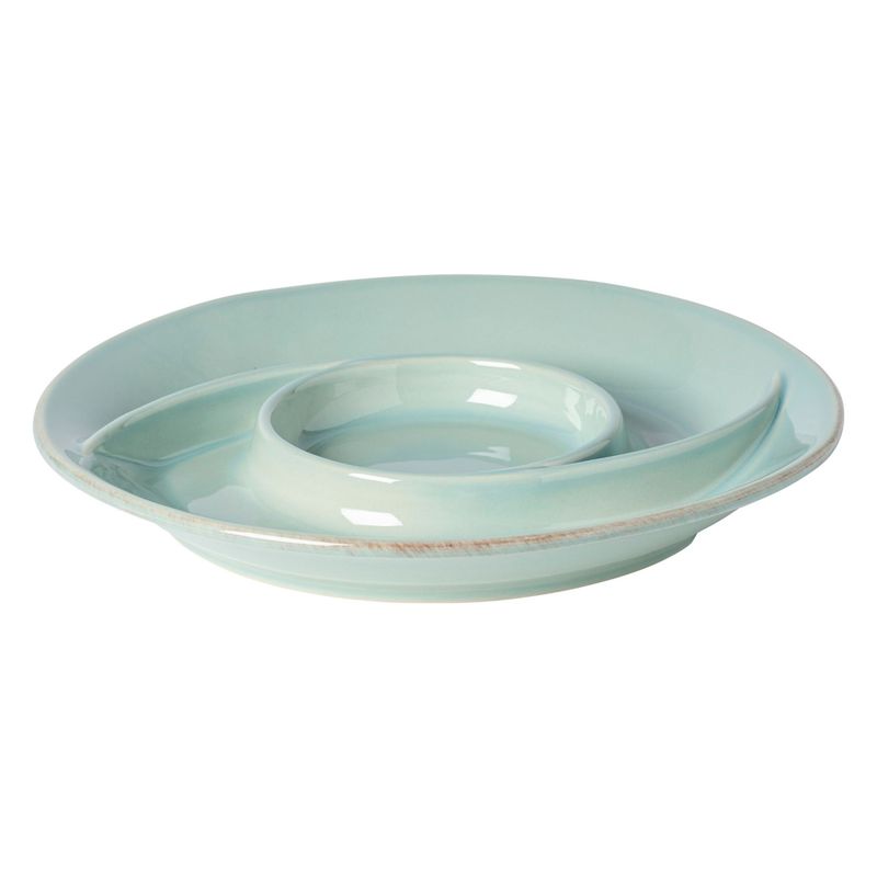 Casafina Stoneware Chip &amp; Dip Platter In Robins Egg Blue 33cm