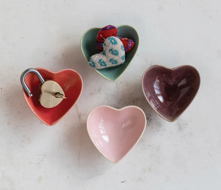 Ceramic Heart Dish In Powder Pink