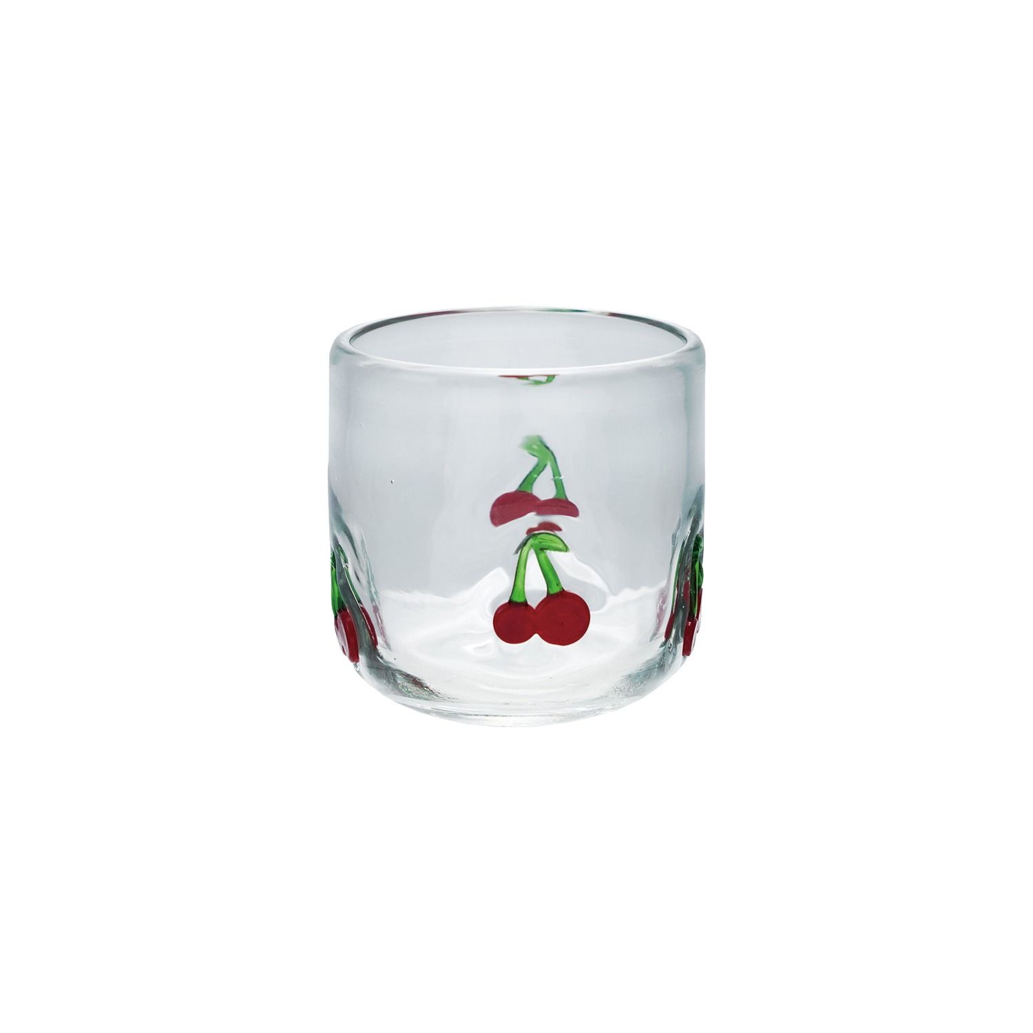Drinking Glass With Embedded Glass Cherries 3&quot; 10oz