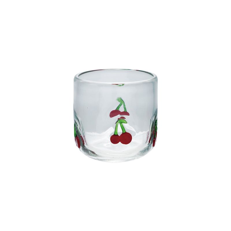 Drinking Glass With Embedded Glass Cherries 3&quot; 10oz