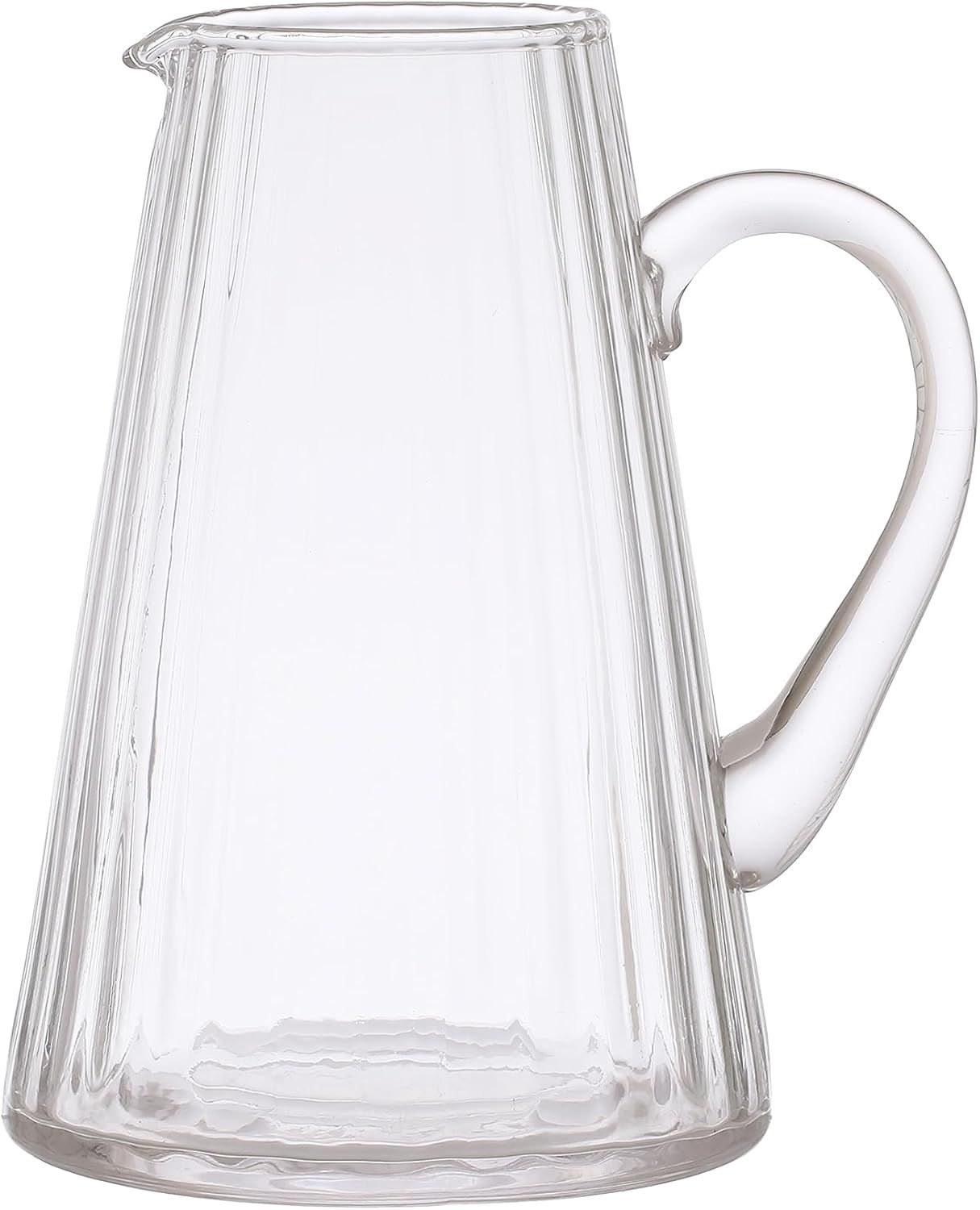 Clear Glass Ribbed Pitcher 8-1/4&quot; H