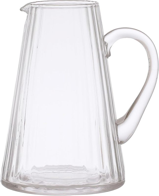Clear Glass Ribbed Pitcher 8-1/4&quot; H