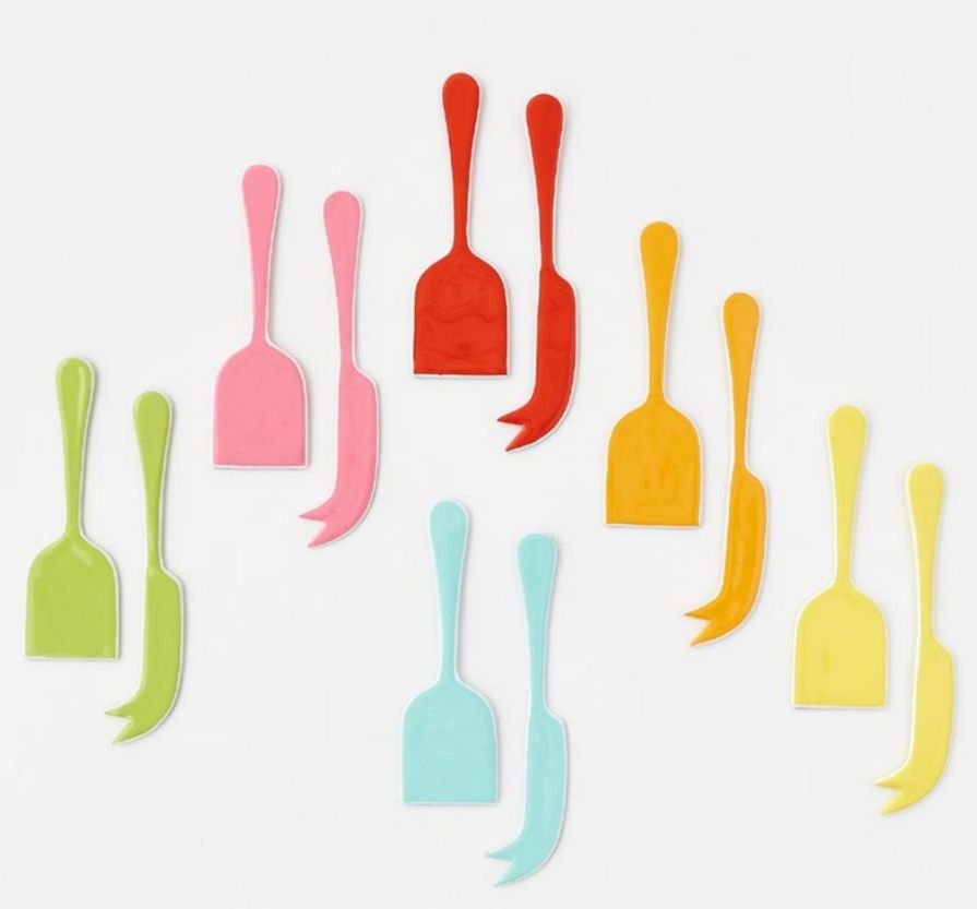 Enameled Cheese Fork In Red