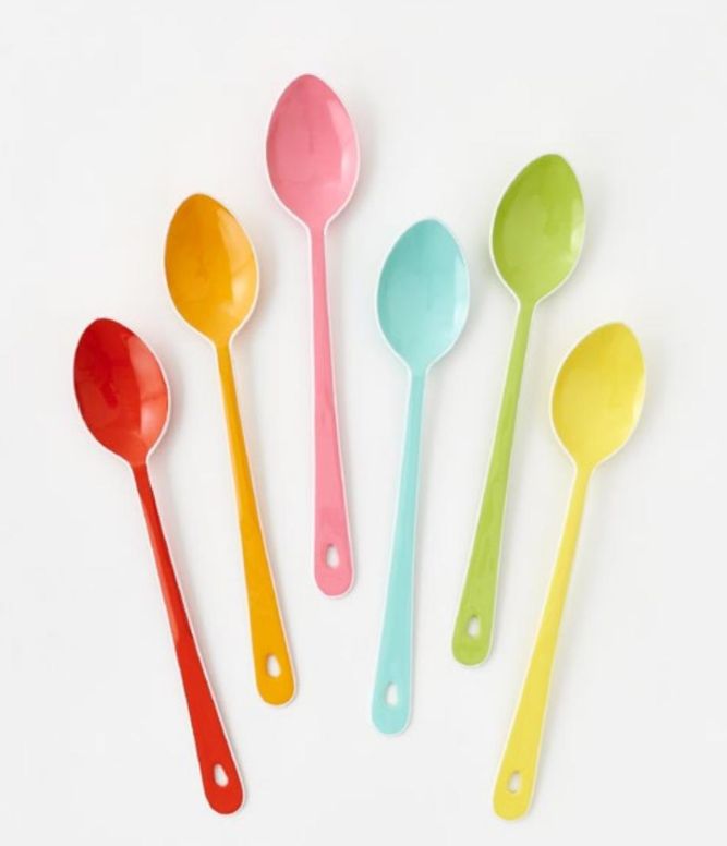Enameled Long Handled Spoon 13.5&quot; In Orange