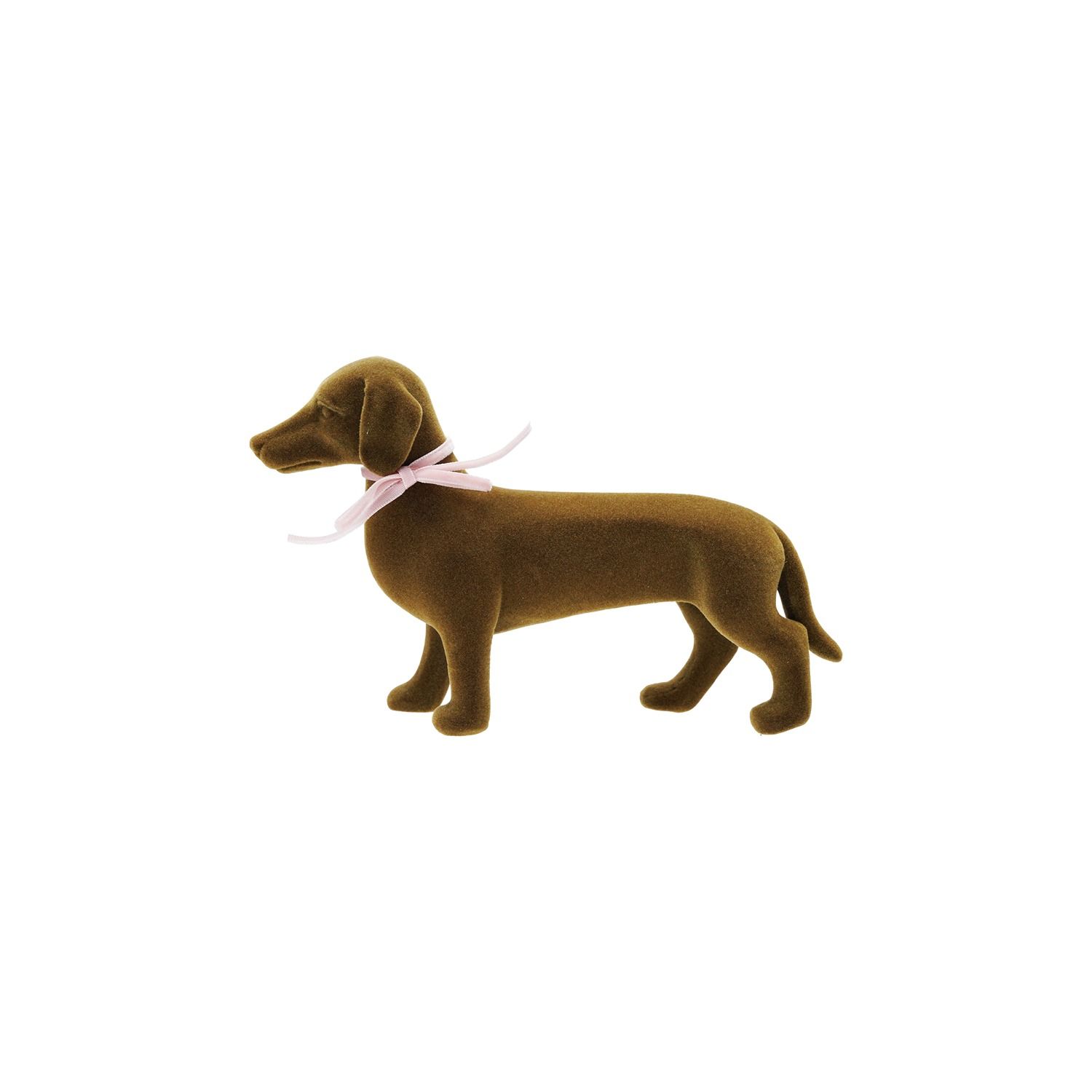 Flocked Dachshund With Pink Bow