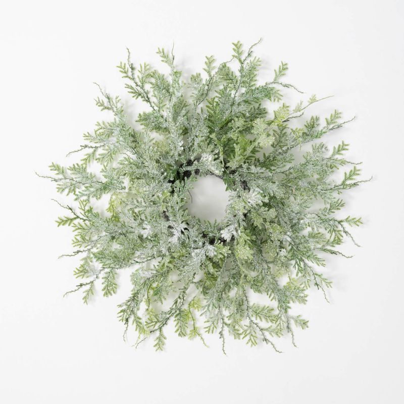 Frosted Fern Wreath/Cone Ring 6.5&quot;