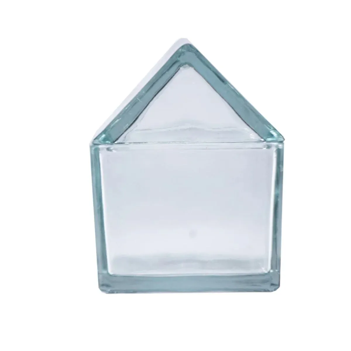 Glass House Shaped Jar With Lid 4&quot; x 5.5&quot;