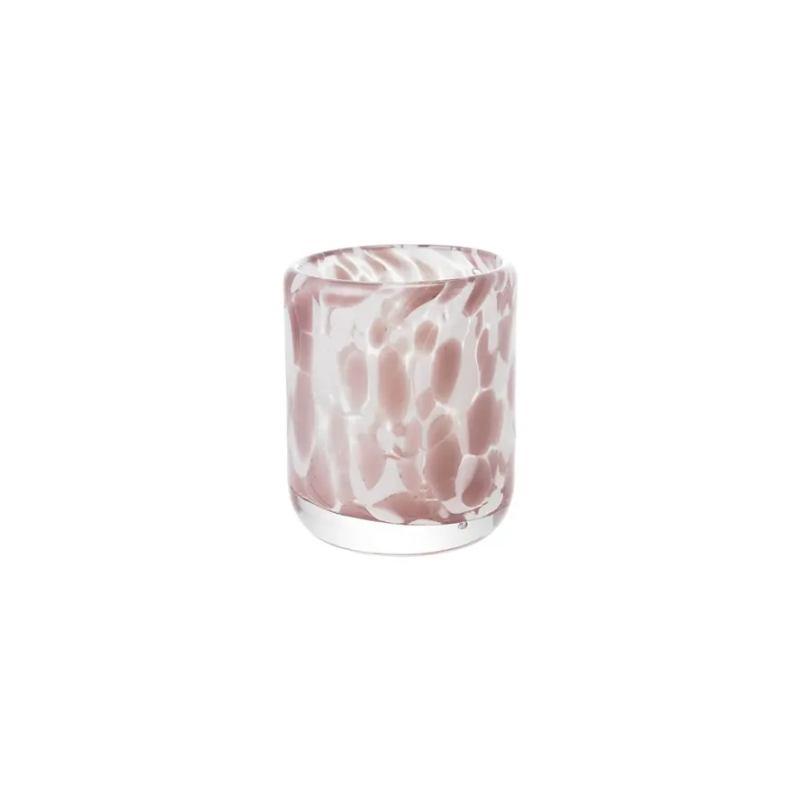 Handblown Shot Glass With Fused Confetti Pink Glass