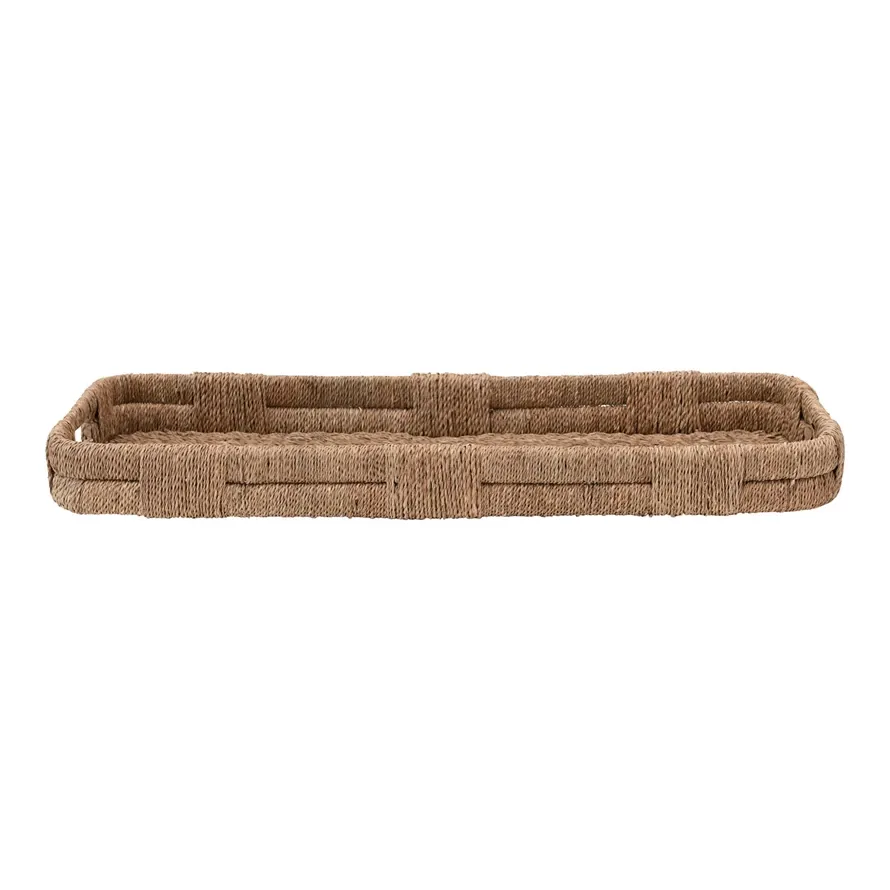 Hand Woven Bankuan Tray With Handles 38&quot; L x 3.5&quot; H