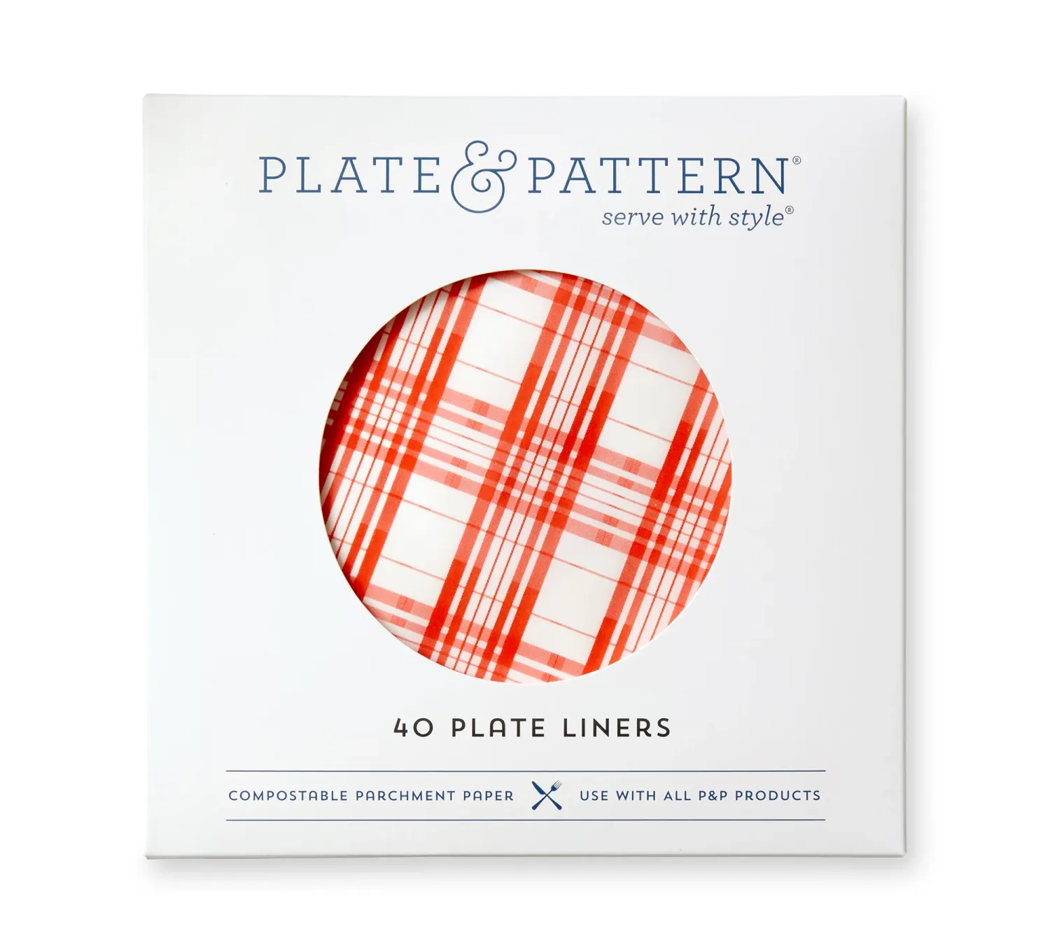Pack Of 40 Parchment Paper Plate Liners In Red Plaid Pattern